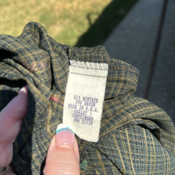 NOS Vintage Bread Sz 3 Tunic Green Plaid Fall Leaves US Made Gretzinger Hudson - Picture 11 of 12